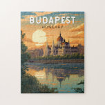 Puzzle Budapest Hongrie Travel Art Vintage<br><div class="desc">Budapest design de voyage vectoriel rétro dans un style emblème. Budapest,  capitale de la Hongrie,  est divisée par le Danube. Son pont de chaîne du XIXe siècle relie le quartier vallonné de Buda à l'appartement Pest.</div>