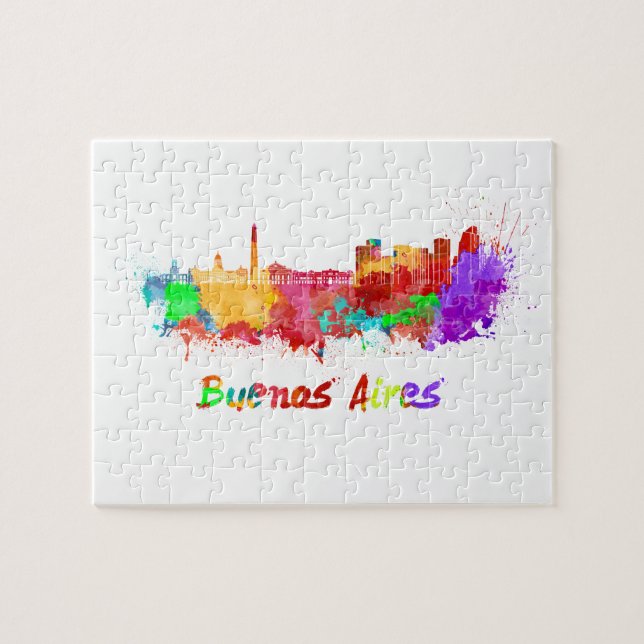 Puzzle Buenos Aires skyline in watercolor (Horizontal)