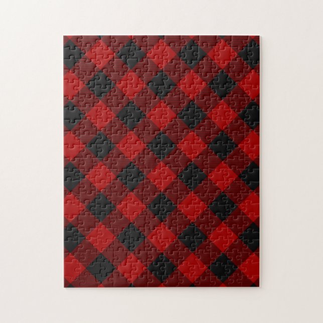 Puzzle Buffalo Check Red Tartan Plaid Motif (Vertical)