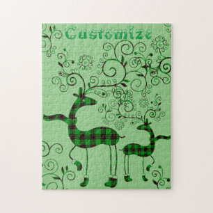 Puzzle Buffalo Plaid Christmas Deer Thunder_Cove