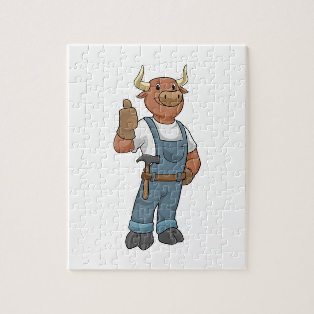 Puzzle Bull comme Handyman avec Hammer (Vertical)