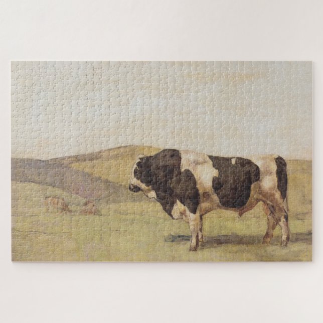 Puzzle Bull dans un paysage suisse (par Ferdinand Hodler) (Horizontal)