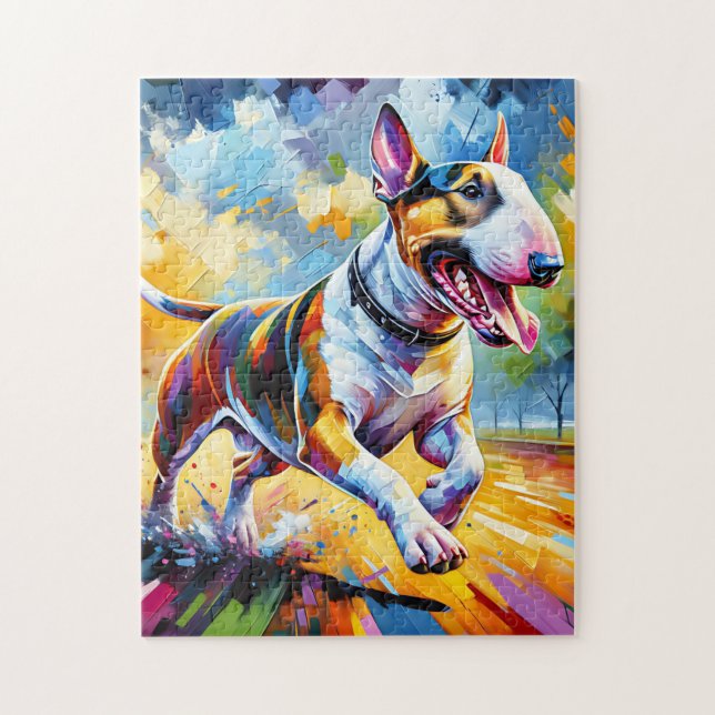 Puzzle Bull Terrier Chien Acrylique Art Imprimer Cadeau (Vertical)