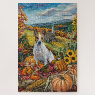 Puzzle Bull Terrier Chien Moisson d'automne Thankgiving