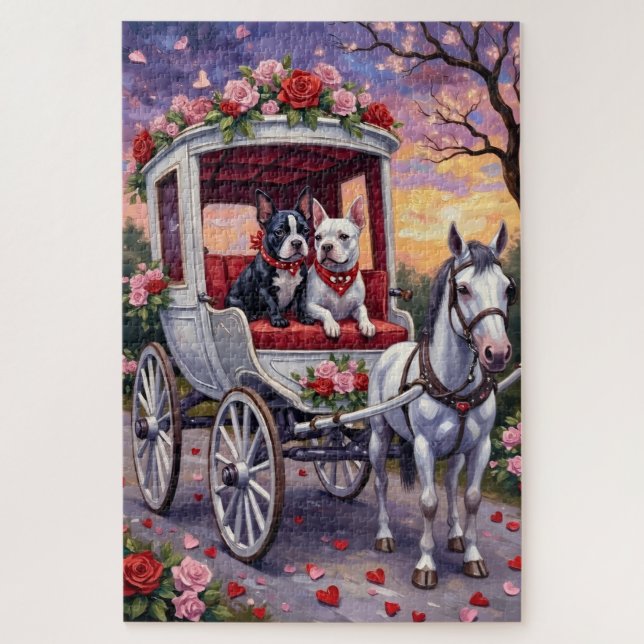 Puzzle Bull Terrier Chien Saint-Valentin (Vertical)