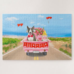 Puzzle Bull Terrier Chien Saint-Valentin Coeurs de camion