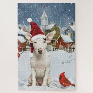 Puzzle Bull Terrier Chien Winter Wonderland Noël Joie