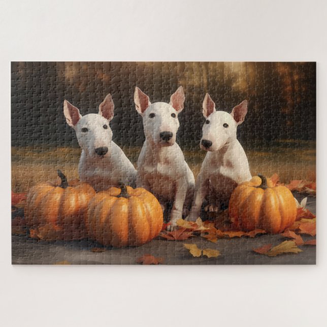 Puzzle Bull Terrier chiot Automne Délice Citrouille (Horizontal)