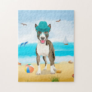 Puzzle Bull Terrier Dog sur la plage