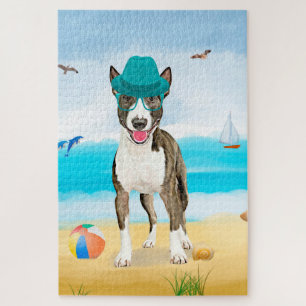 Puzzle Bull Terrier Dog sur la plage