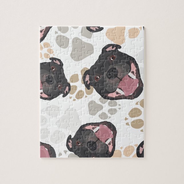 Puzzle Bull-terrier du Staffordshire de motif de pattes (Vertical)