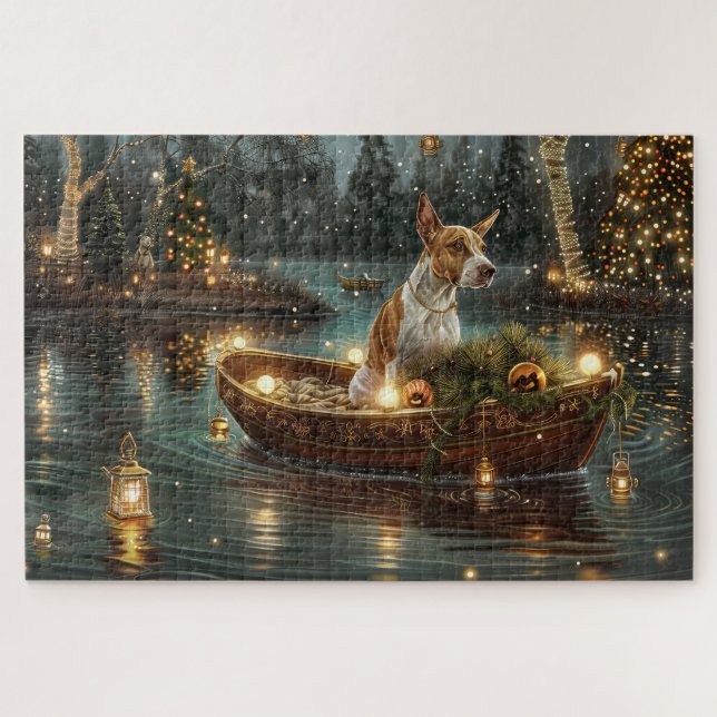 Puzzle Bull Terrier Noël Festive Voyage (Horizontal)