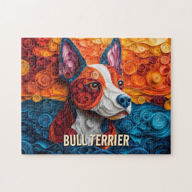 Puzzle Bull Terrier Quadrillage papier Portrait de chien  (Horizontal)
