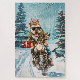 Puzzle Bulldog à moto Noël
