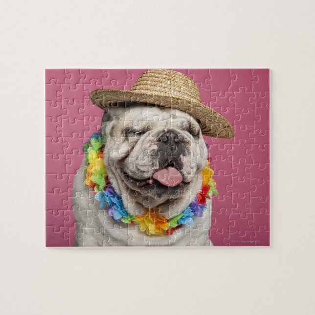 Puzzle Bulldog anglais (18 mois) en paille (Horizontal)