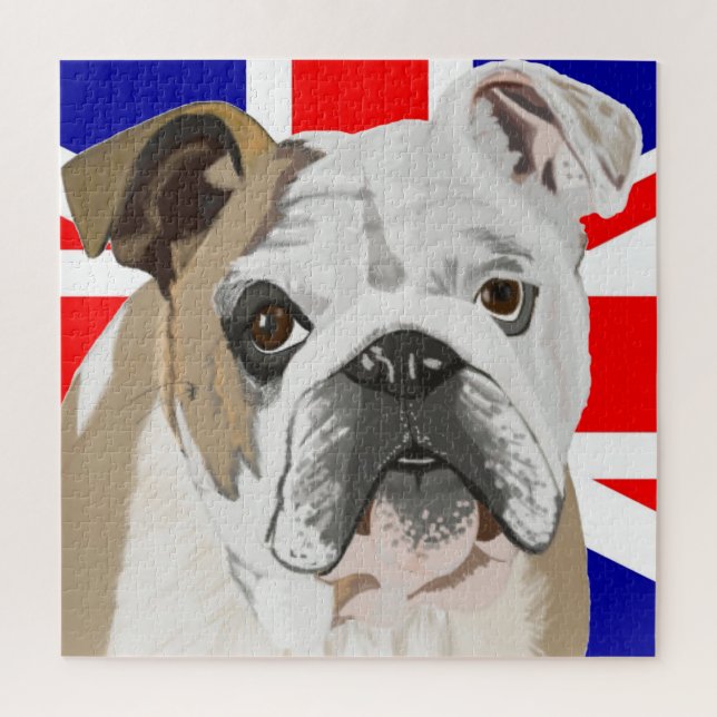 Puzzle Bulldog contre le drapeau Union Jack (Vertical)