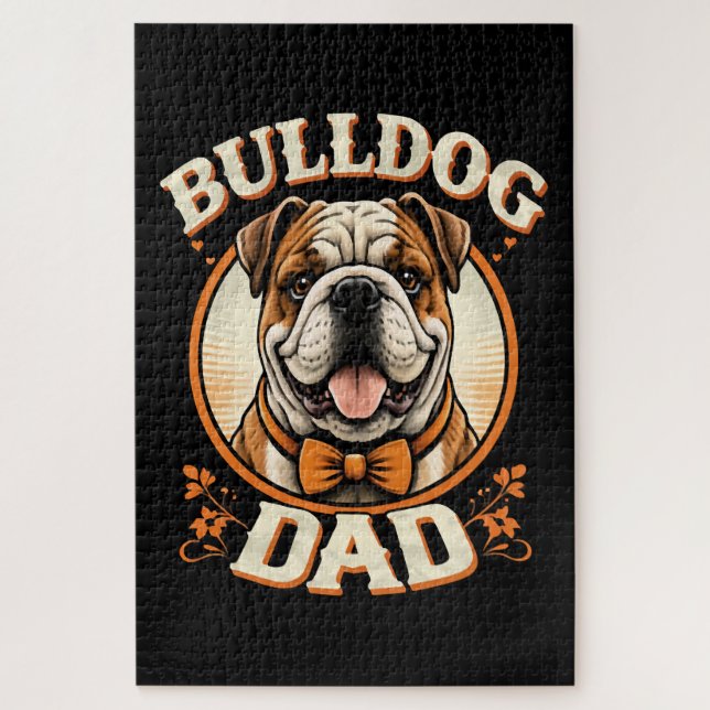 Puzzle Bulldog Dad – Cute Vintage Bulldog Father’s Day (Vertical)