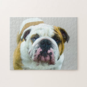 Puzzle Bulldog Painting - Joli art original chien
