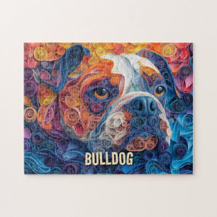 Puzzle Bulldog Papier Quitter Art Portrait Chien