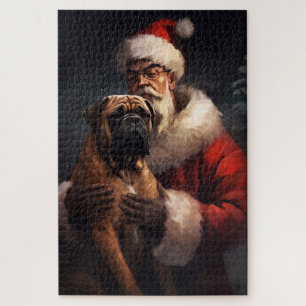Puzzle Bullmastiff avec Noël Festif du Père Noël