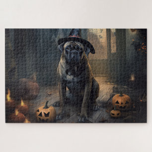 Puzzle Bullmastiff Citrouilles Halloween effrayant