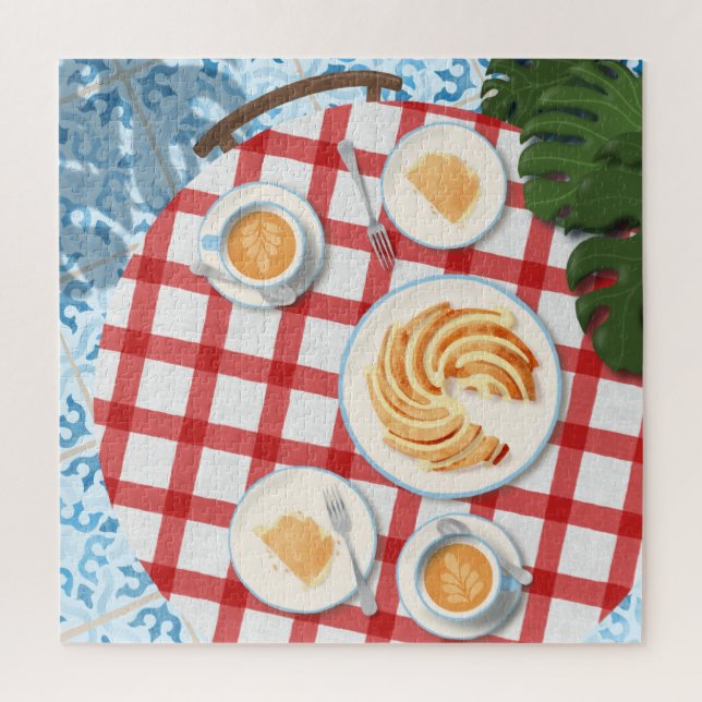 Puzzle Bundt Cake and Coffee for Two (Vertical)