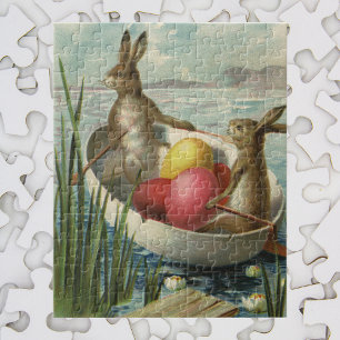 Puzzle Bunnies vintages en Bateau, Aimer les voeux de Pâq