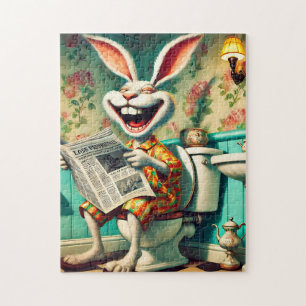 Puzzle Bunny amusant sur Toilette Salle de bain Art