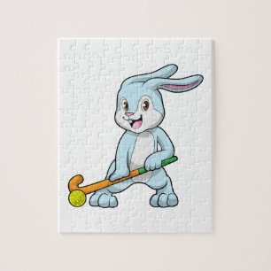 Puzzle Bunny au hockey sur gazon avec bâton de hockey