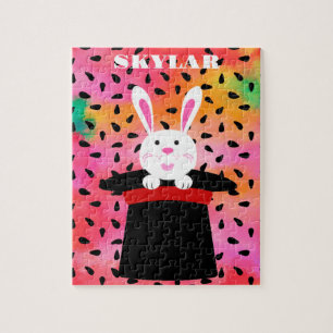 PUZZLE BUNNY DE PÂQUES EN CASQUETTE PERSONNALISÉ. JIGSAW