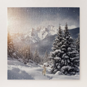 Puzzle Bunny d'hiver dans les flocons de neige