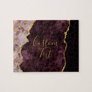 Puzzle Burgundy Blush Or Papier D'or Marbre Agate Texte P