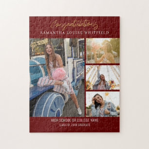 Puzzle Burgundy Graduation Photo Collage Grad Memories