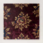 Puzzle Burgundy Velvet Peony Gold Embroidery Floral<br><div class="desc">Rich,  opulent luxury in every detail. This exquisite design features large,  lush peonies in deep burgundy velvet with lavish gold metallic embroidery,  accented by midnight blue leaves and delicate stems. A timeless,  regal pattern that radiates sophistication and warmth perfect for those who love classic European inspired luxury florals.</div>