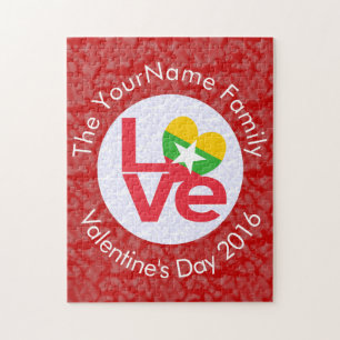 Puzzle Burmese Myanmar Flag Red Letters LOVE White on Red
