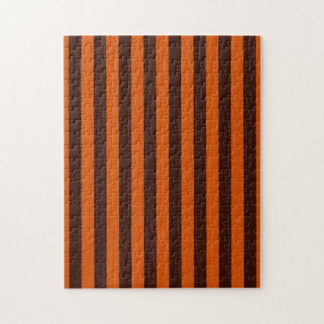 Puzzle Burnt Orange Stripes Retro Style Personnaliser Cec (Vertical)