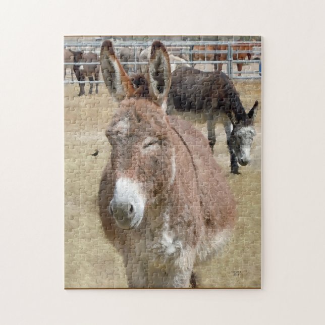 Puzzle Burro de rougissement et oiseaux sauvages - (Vertical)