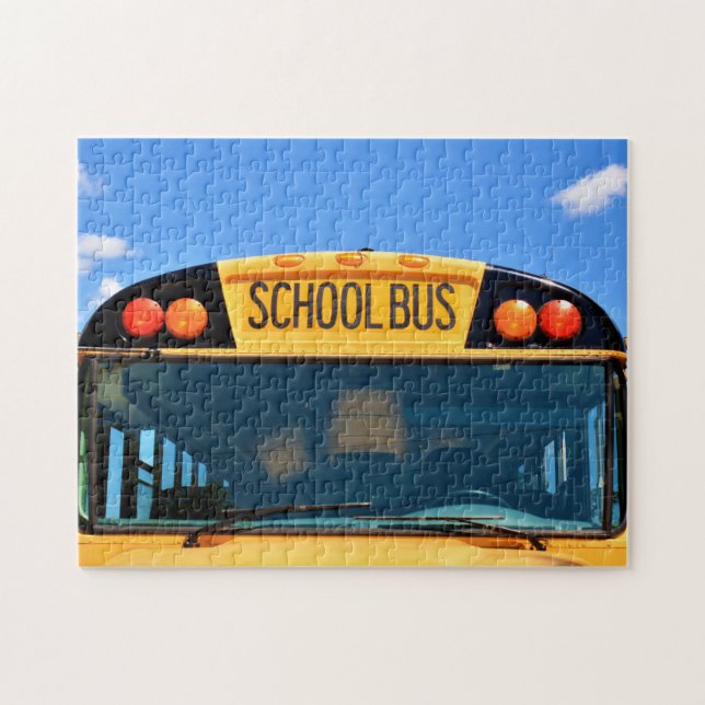 Puzzle Bus scolaire avec lumières ambrées et rouges (Horizontal)