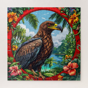 Puzzle Buse perchée au milieu d'un paysage tropical vibra