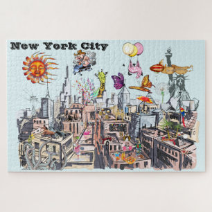 Puzzle Busy New York City Surreal Pop Art