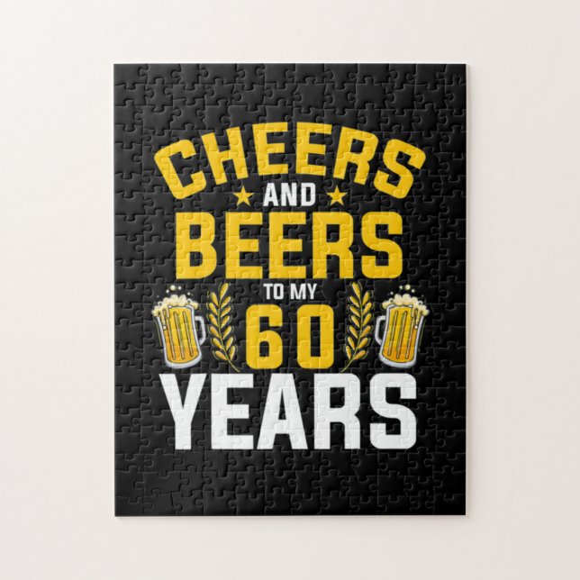 Puzzle Buveur de bière acclamations et bières pour mes 60 (Vertical)
