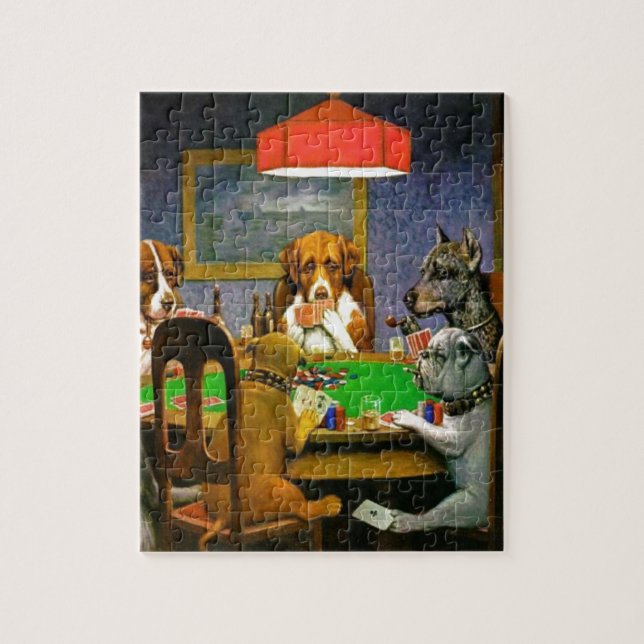 Puzzle C. M. Coolidge Dogs Animaux Poker Cards Humour Des (Vertical)