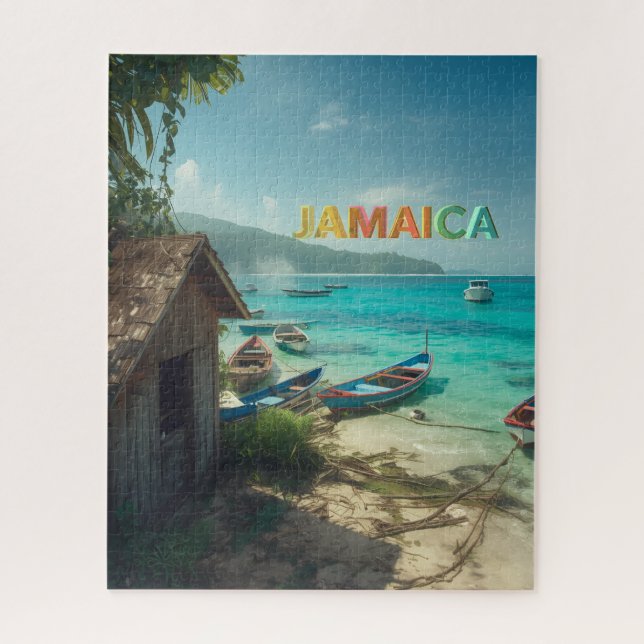 Puzzle cabane de pêche et bateaux de Jamaïque (Vertical)