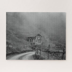 Puzzle Cabane en bois dans la nature/brouillard en montag