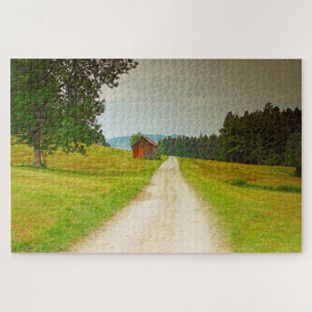 Puzzle Cabane en bois en Autriche et chemin (Horizontal)