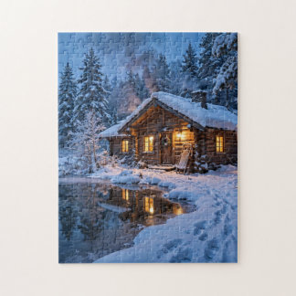 Puzzle Cabane enneigée dans les bois