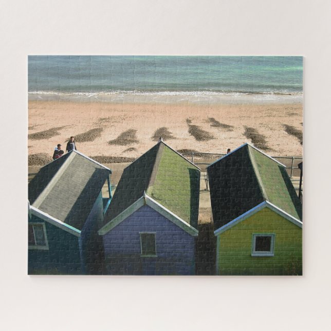 Puzzle Cabanes de plage ciel bleu sable anglais photo de  (Horizontal)