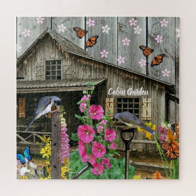 Puzzle Cabin flower garden (Horizontal)