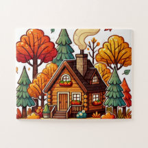 Cabine douillet dans les bois en automne