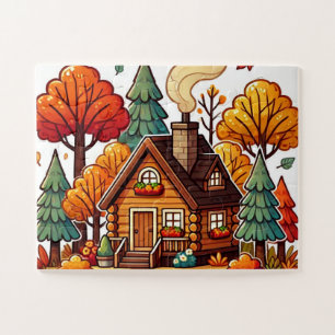 Puzzle Cabine douillet dans les bois en automne